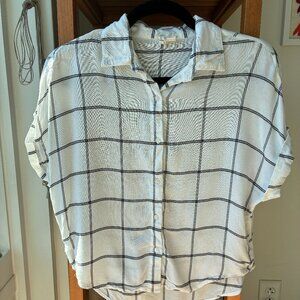 Japna White and Black Plaid Short-Sleeve Button-Down